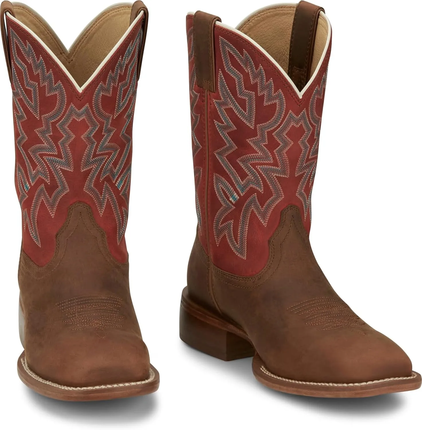 Justin Jackpot 11?? Western Boots for Men - Frontier Collection - Square Toe Leather Men??s Cowboy Boots with Comfort Footbed & Heeled Leather Outsole