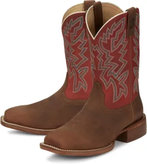 Justin Jackpot 11 Western Boots for Men - Frontier Collection - Square Toe Leather Mens Cowboy Boots with Comfort Footbed & Heeled Leather Outsole