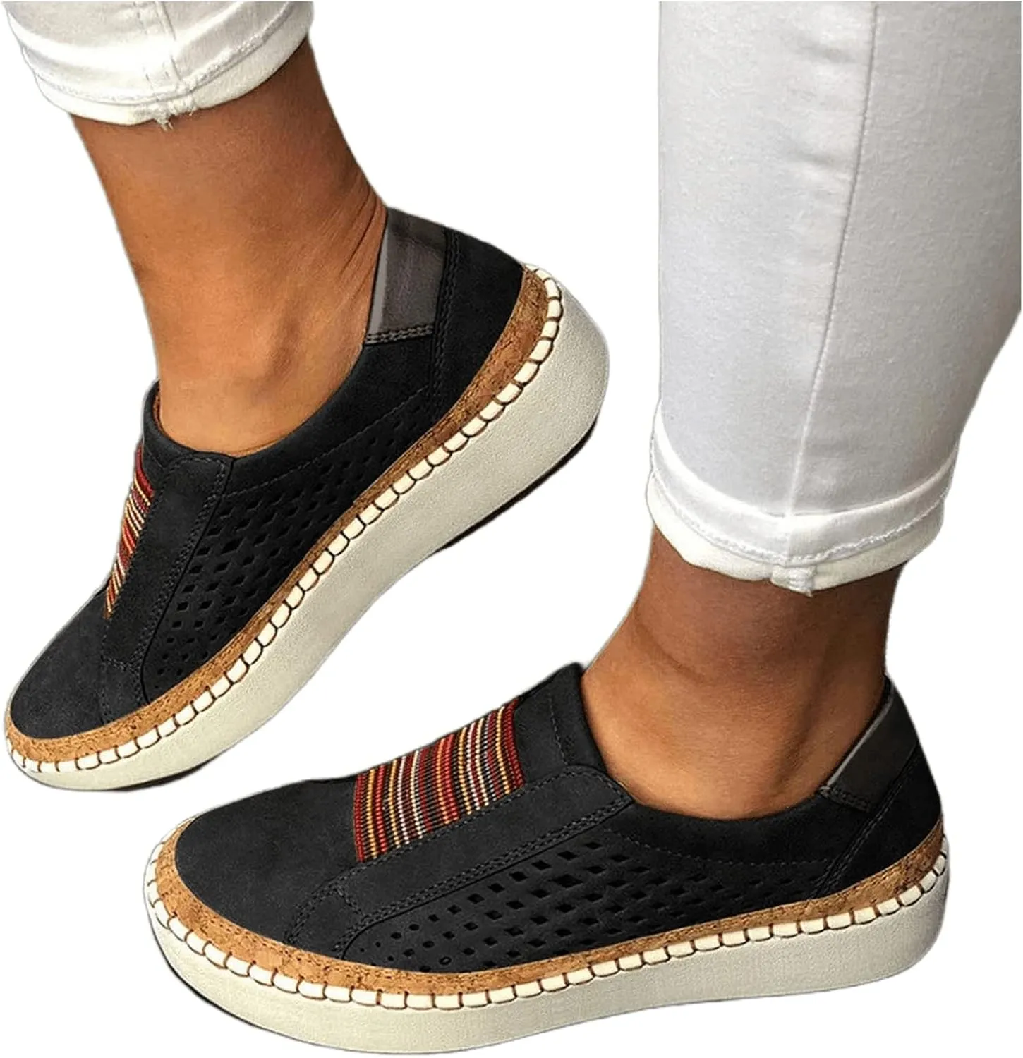 Ladmiple Sneakers For Women Trendy 2024 Canvas Shoes Slip On Fashion Comfortable Dressy Casual Summer Walking Flats Loafers