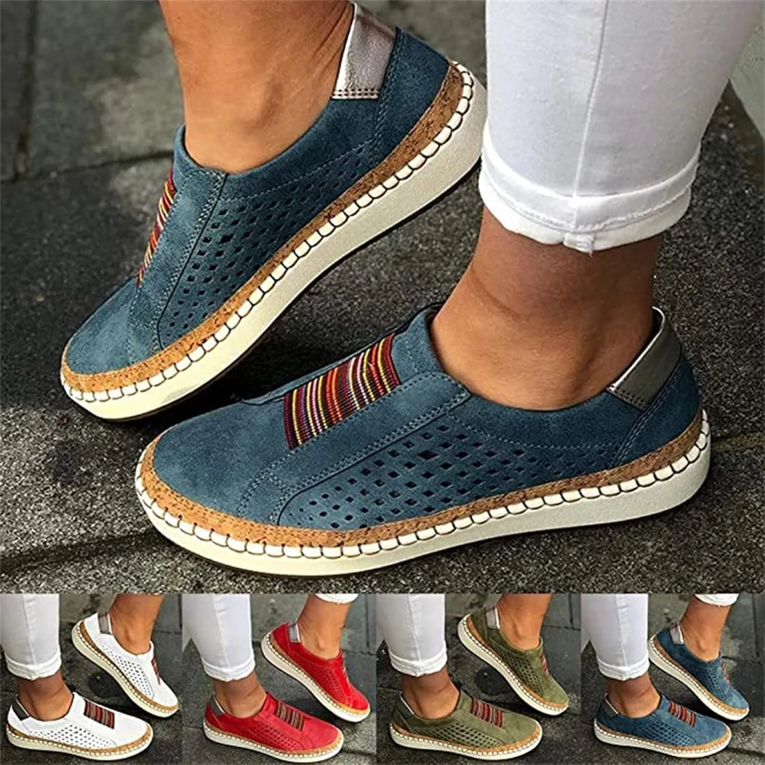 Ladmiple Sneakers For Women Trendy 2024 Canvas Shoes Slip On Fashion Comfortable Dressy Casual Summer Walking Flats Loafers