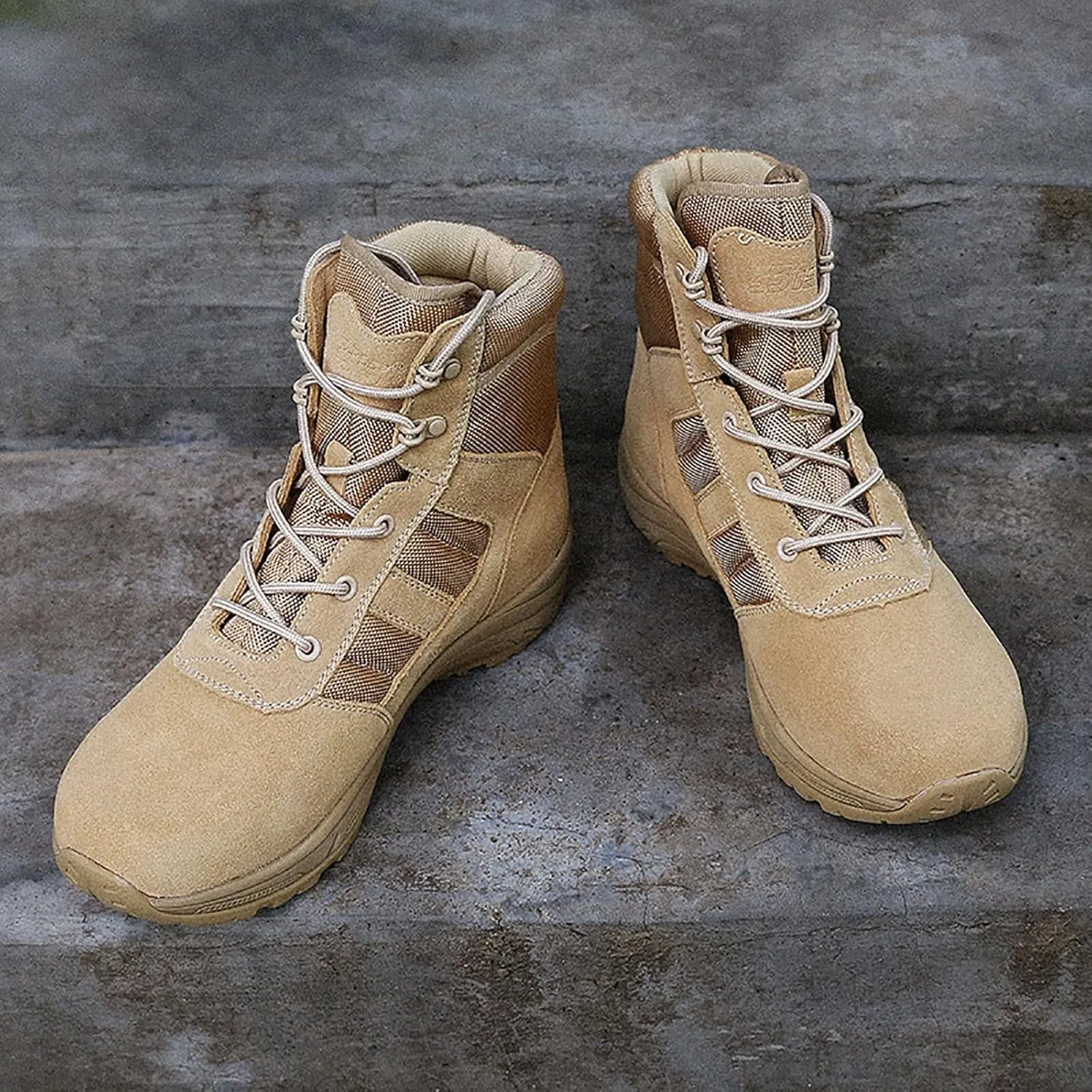 Lightweight Desert Boots for Men, High-top Outdoor Wear-resistant Non-slip Mountaineering Boots, Comfort Durable Lace-up Waterproof Hiking Work Boots