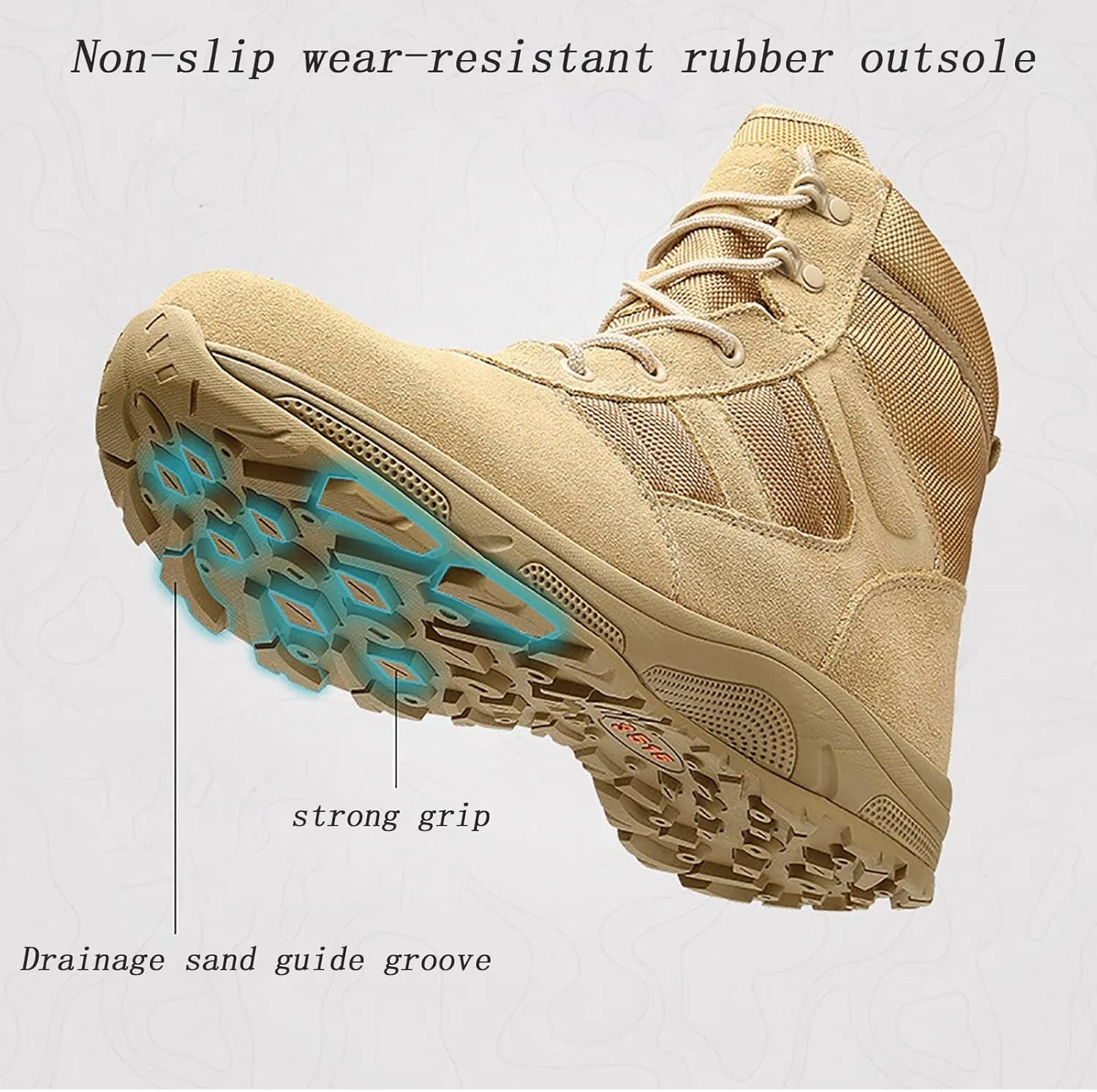 Lightweight Desert Boots for Men, High-top Outdoor Wear-resistant Non-slip Mountaineering Boots, Comfort Durable Lace-up Waterproof Hiking Work Boots