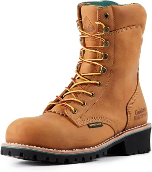 Logger boots for men Waterproof Composite Toe 9" height Crazy Hourse Leather Slip and Oil Resistant Leather Welt Logger Boots G81594