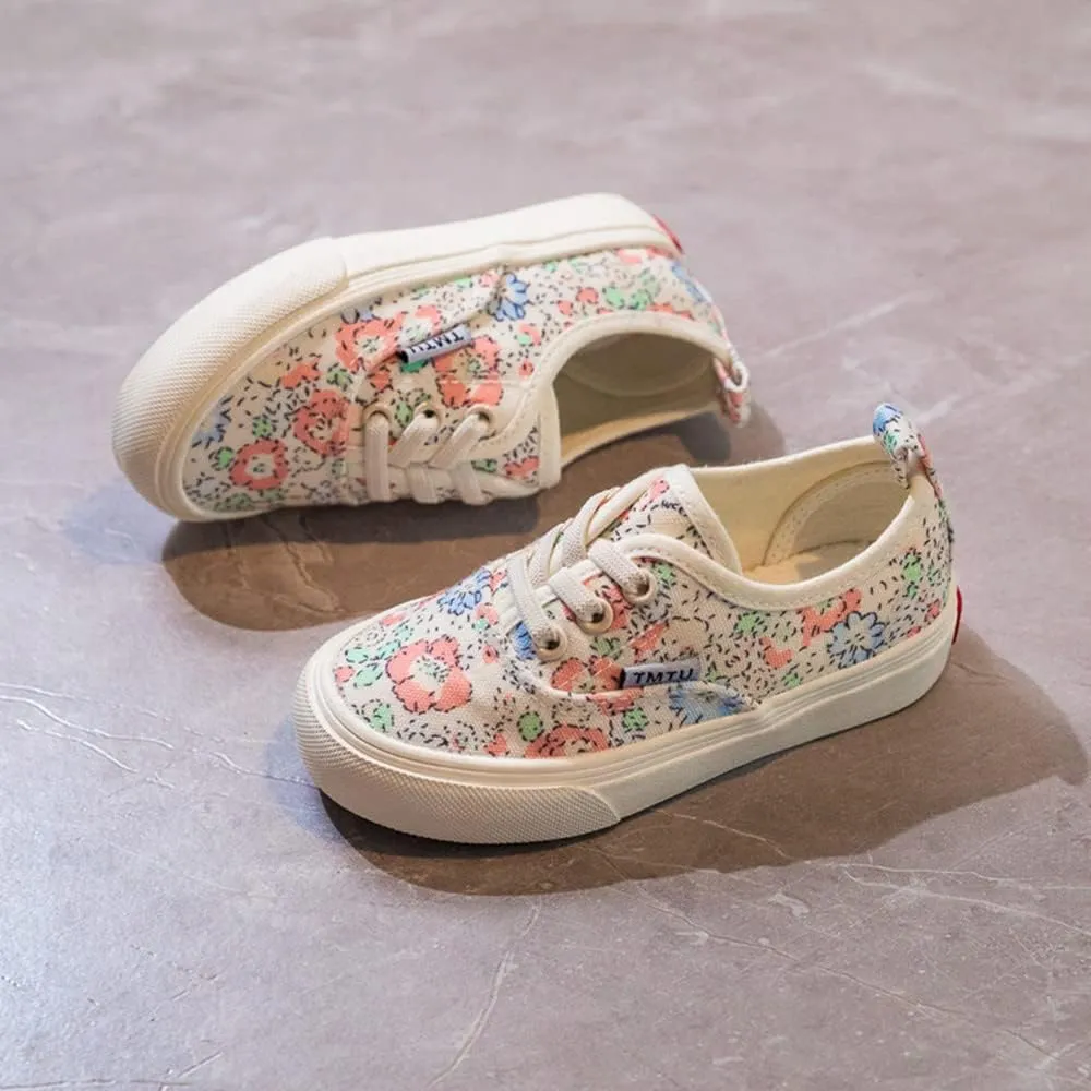 MATERUIEYES Children's Canvas Shoes Emerald Green Flower Lovely Board Shoes