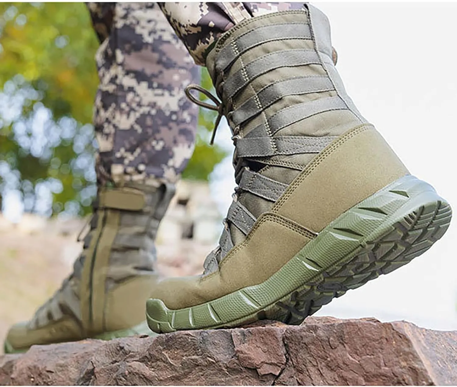 Men Jungle Military Tactical Combat Boots Outdoor Walking Camping Lace-up Boots Trekking Hiking Shoes Breathable,sand-43