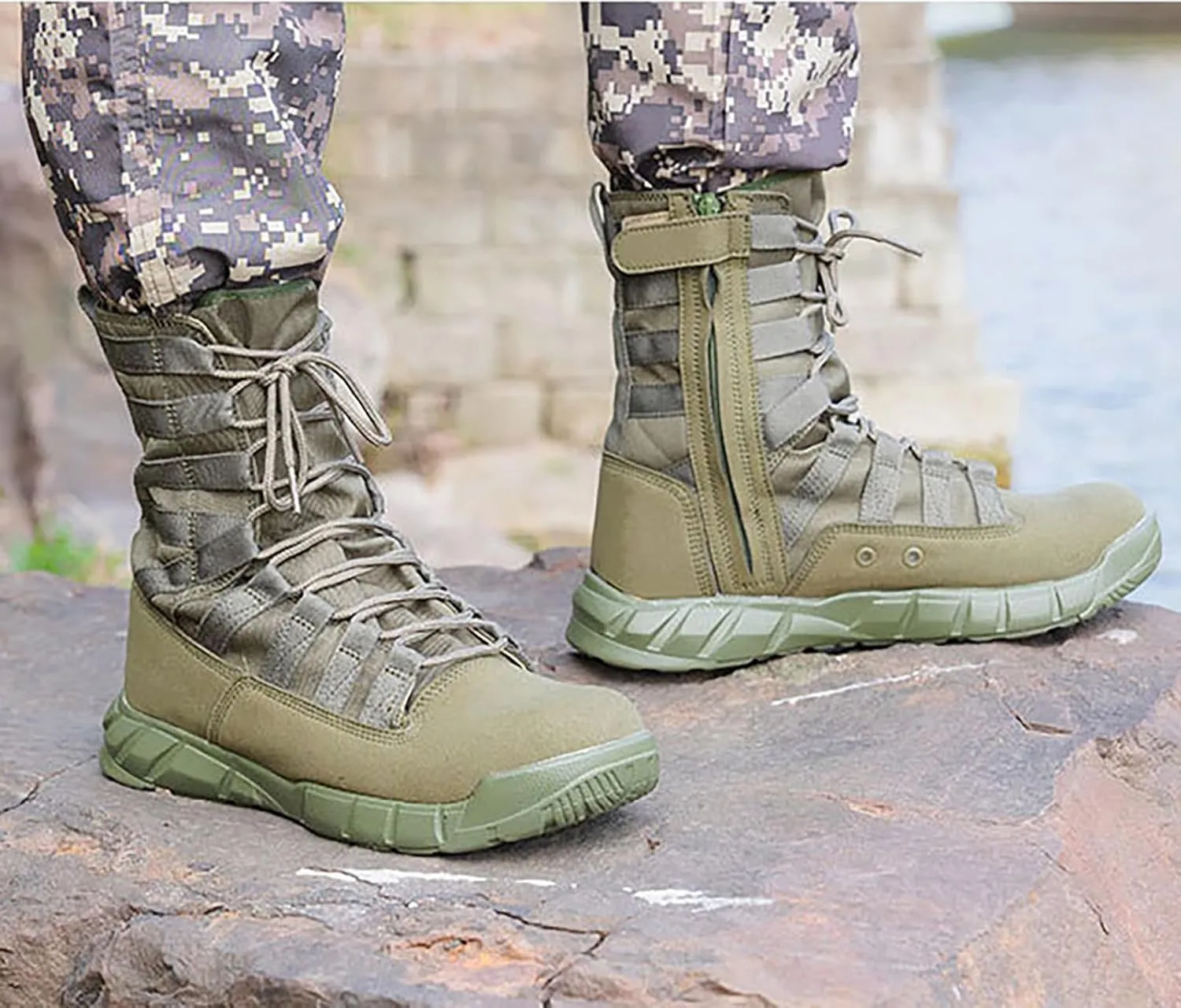 Men Jungle Military Tactical Combat Boots Outdoor Walking Camping Lace-up Boots Trekking Hiking Shoes Breathable,sand-43