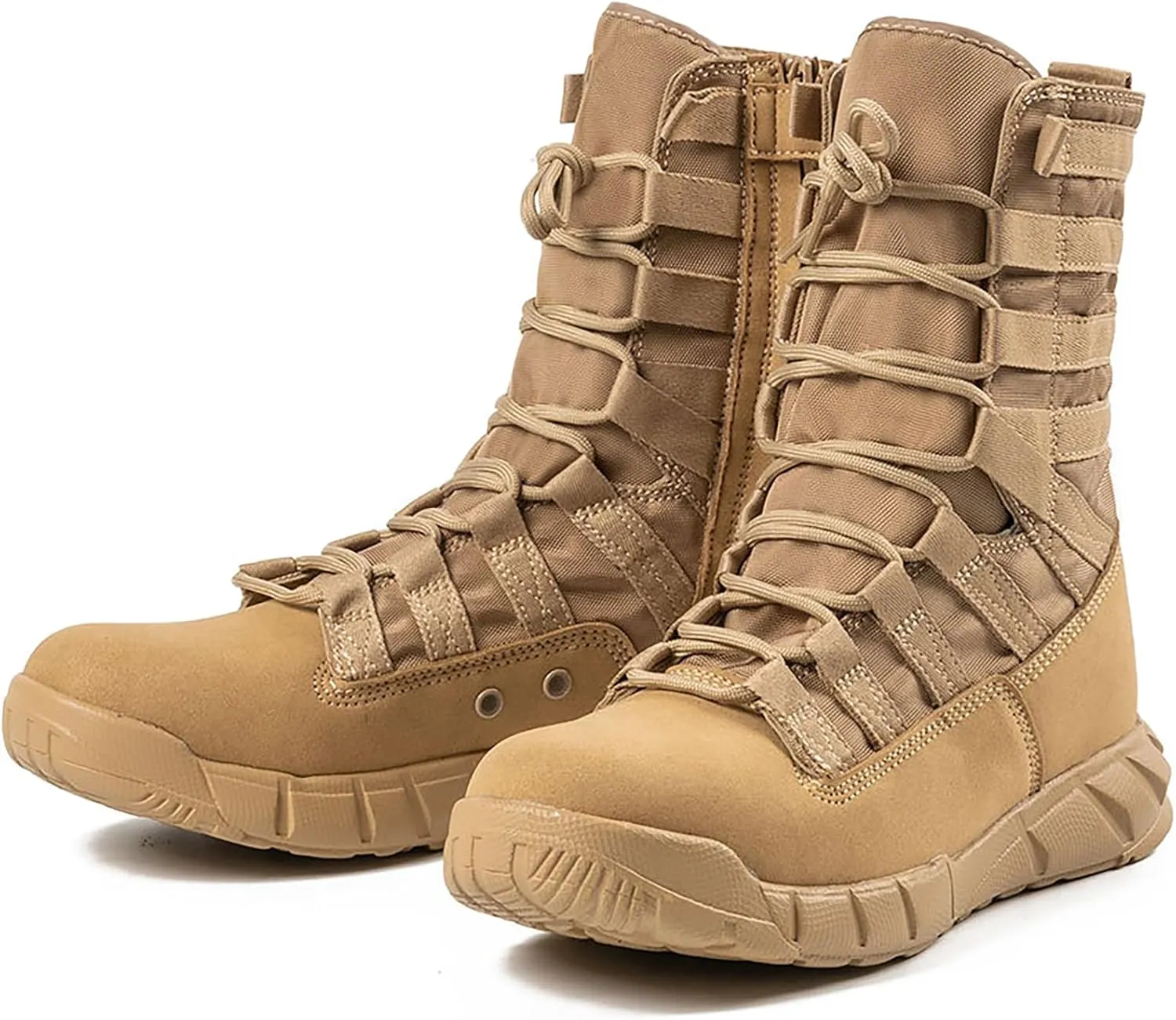 Men Jungle Military Tactical Combat Boots Outdoor Walking Camping Lace-up Boots Trekking Hiking Shoes Breathable,sand-43