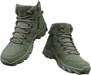 Men Lightweight and Casual Tactical Boots, Men High Top Side Lace Up Zipper Desert Tactical Boots, Non Slip Waterproof Military Hiking Boots, for Work, Security, Motorcycle