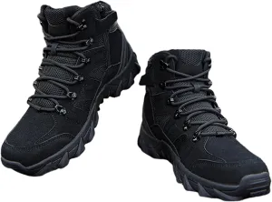 Men Lightweight and Casual Tactical Boots, Men High Top Side Lace Up Zipper Desert Tactical Boots, Non Slip Waterproof Military Hiking Boots, for Work, Security, Motorcycle