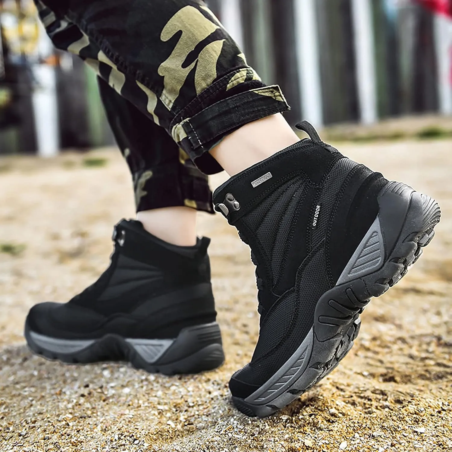 Men Waterproof Tactical Training Boots, Outdoor Lace-up Sports Durable Breathable Men's Mountaineering Desert Boots, for Hiking Quick Dry Desert Boots