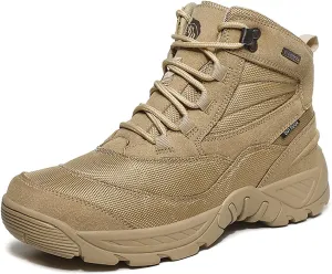 Men Waterproof Tactical Training Boots, Outdoor Lace-up Sports Durable Breathable Men's Mountaineering Desert Boots, for Hiking Quick Dry Desert Boots