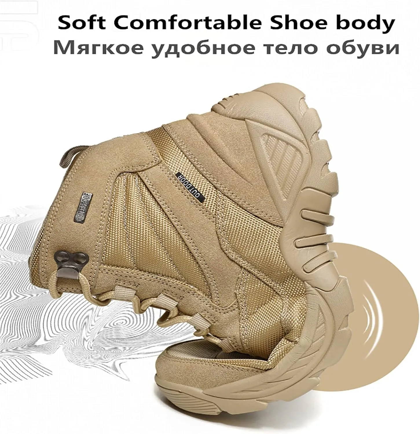 Men Waterproof Tactical Training Boots, Outdoor Lace-up Sports Durable Breathable Men's Mountaineering Desert Boots, for Hiking Quick Dry Desert Boots
