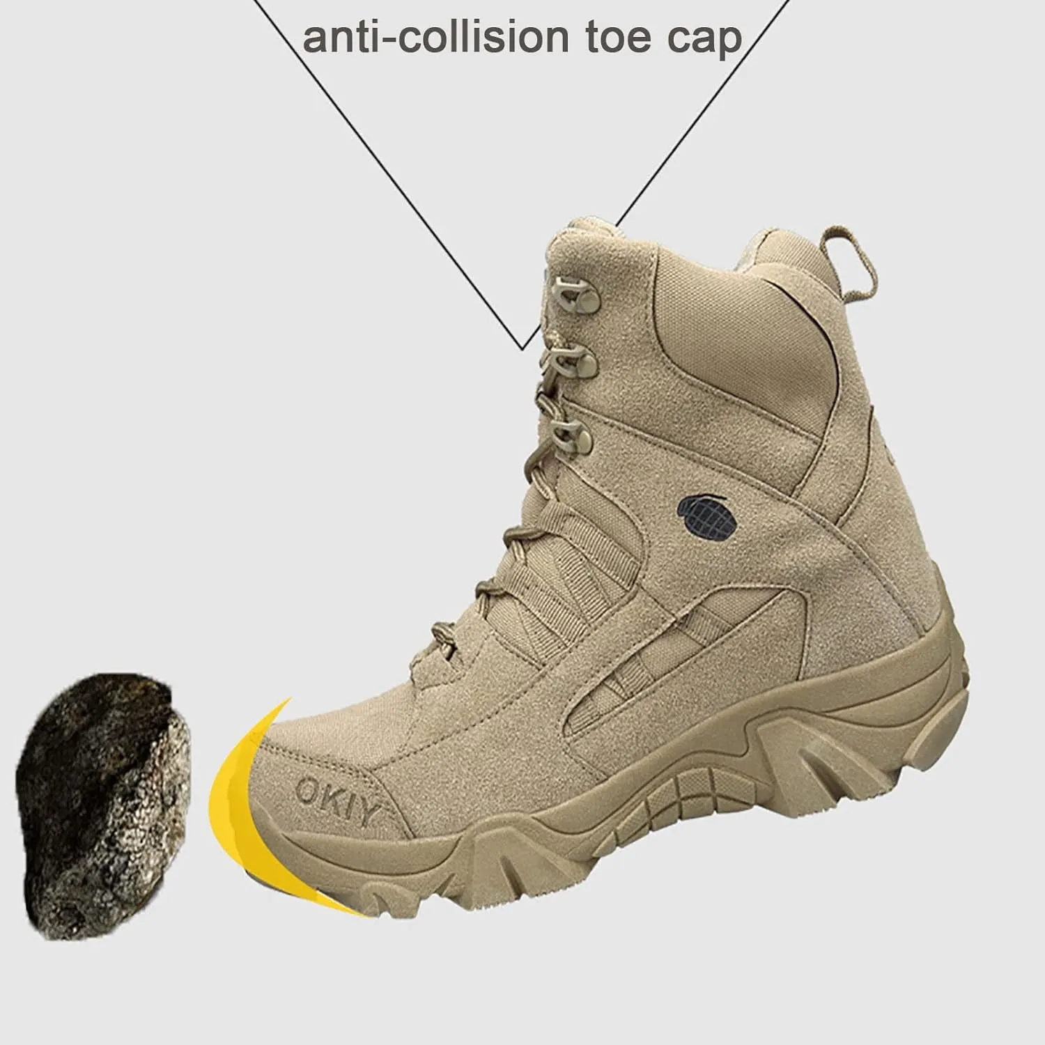 Men's Breathable Military Boots, Four Seasonsoutdoor Waterproof High-top Desert Tactical Boots, for Hiking Lace-up Sports Durable Breathable Desert Shoes