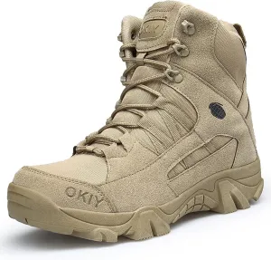 Men's Breathable Military Boots, Four Seasonsoutdoor Waterproof High-top Desert Tactical Boots, for Hiking Lace-up Sports Durable Breathable Desert Shoes