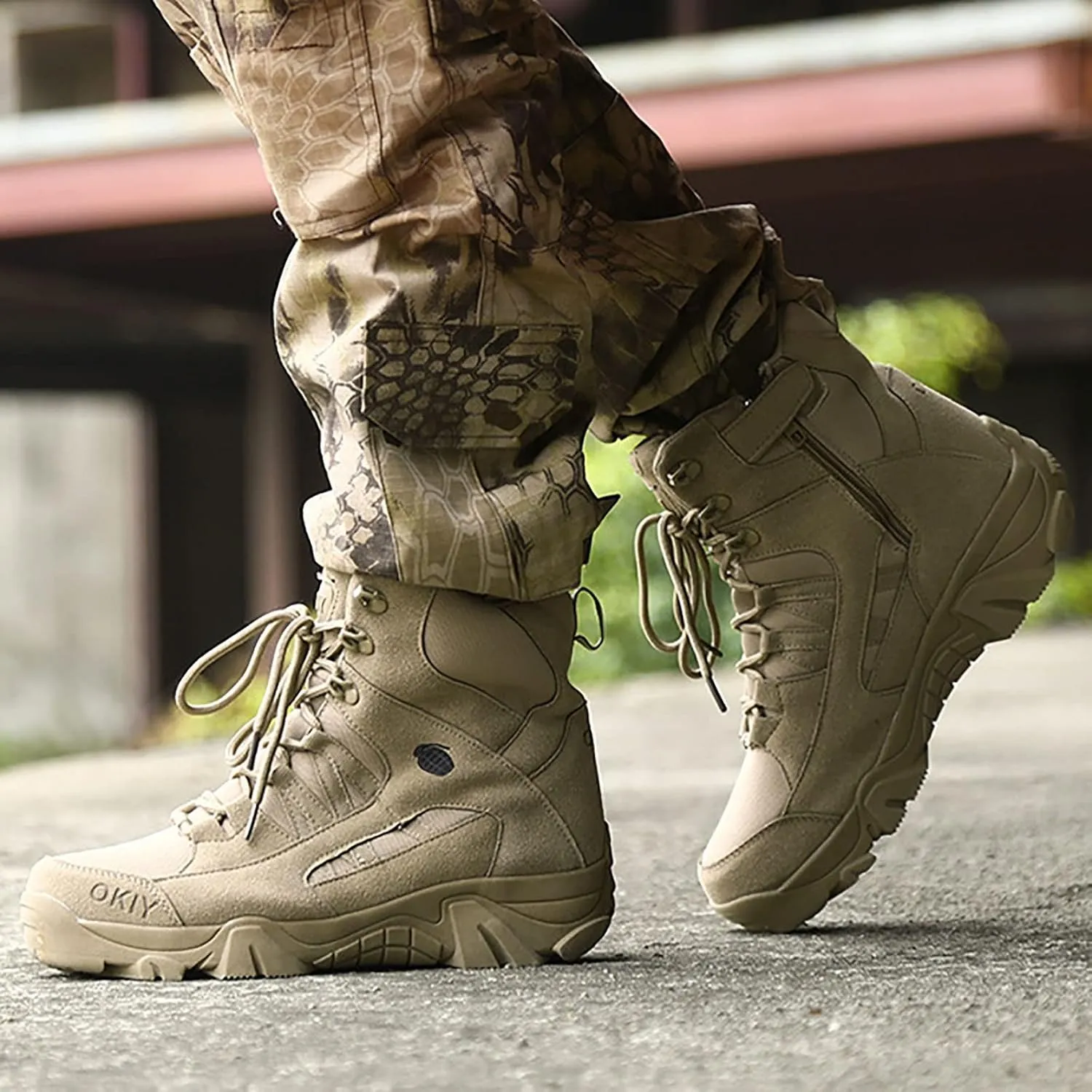 Men's Breathable Military Boots, Four Seasonsoutdoor Waterproof High-top Desert Tactical Boots, for Hiking Lace-up Sports Durable Breathable Desert Shoes