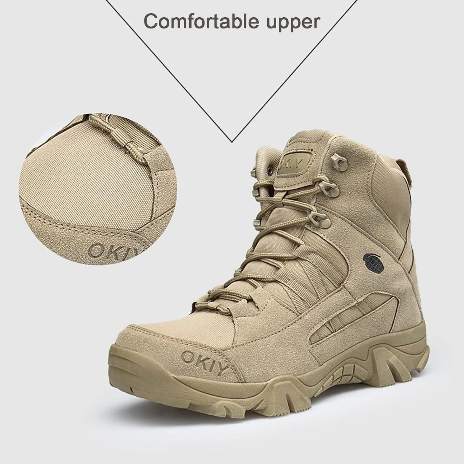 Men's Breathable Military Boots, Four Seasonsoutdoor Waterproof High-top Desert Tactical Boots, for Hiking Lace-up Sports Durable Breathable Desert Shoes