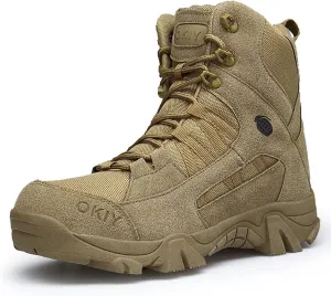 Men's Breathable Military Boots, Four Seasonsoutdoor Waterproof High-top Desert Tactical Boots, for Hiking Lace-up Sports Durable Breathable Desert Shoes