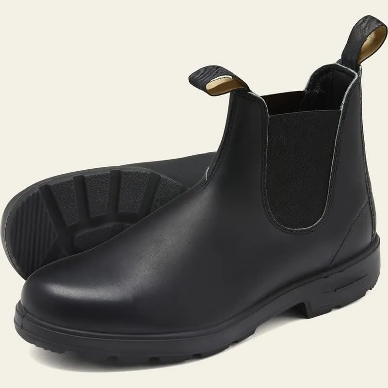 Men's Chelsea Boots: Brown Leather & Faux Leather, Pull-On, Mid-Calf, Solid, Pointed Toe, Block Heel, Waterproof, Lightweight, Casual, All Seasons, Adult Men's Size