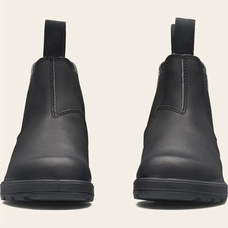 Men's Chelsea Boots: Brown Leather & Faux Leather, Pull-On, Mid-Calf, Solid, Pointed Toe, Block Heel, Waterproof, Lightweight, Casual, All Seasons, Adult Men's Size