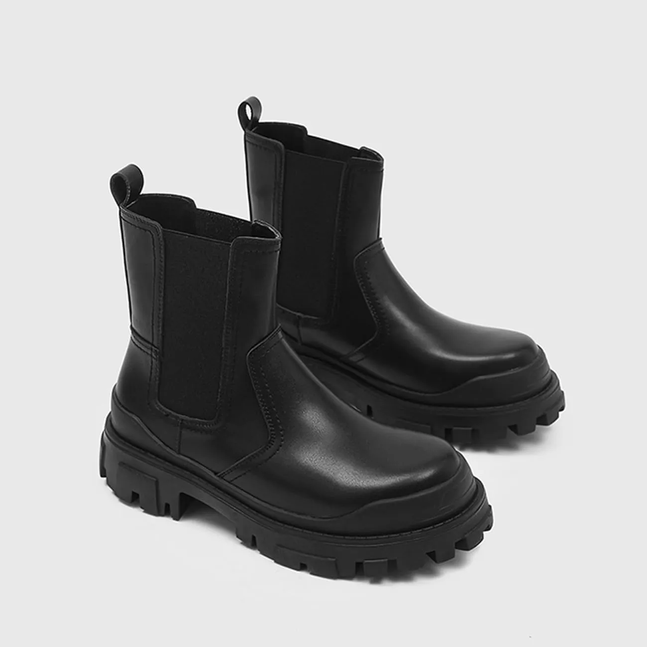 Mens Chelsea Boots Comfort Platform Work Boots Zipper Leather High Top Motorcycle Boots