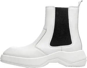 Mens Chelsea Boots Comfort Platform Work Boots Zipper Leather High Top Motorcycle Boots