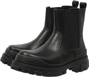 Mens Chelsea Boots Comfort Platform Work Boots Zipper Leather High Top Motorcycle Boots