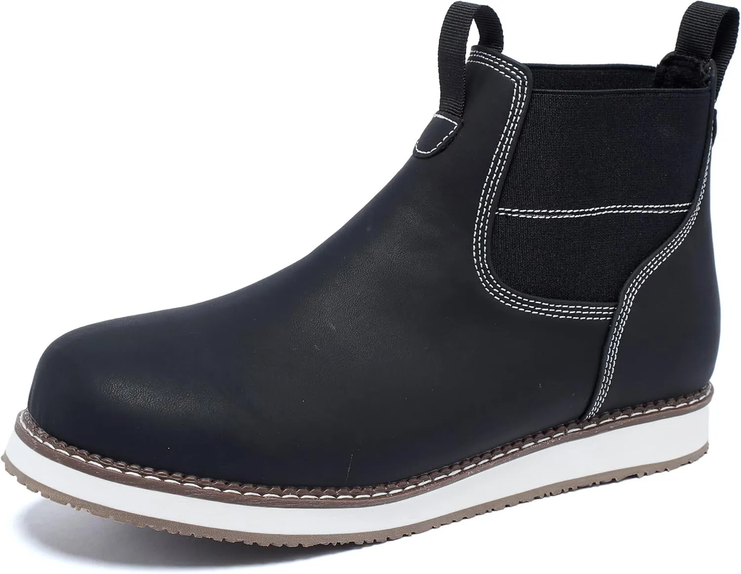 Men's Chelsea Boots Mid Top Slip On Chelsea Boots Outdoor Casual Boots Flat Street Hiking Boots