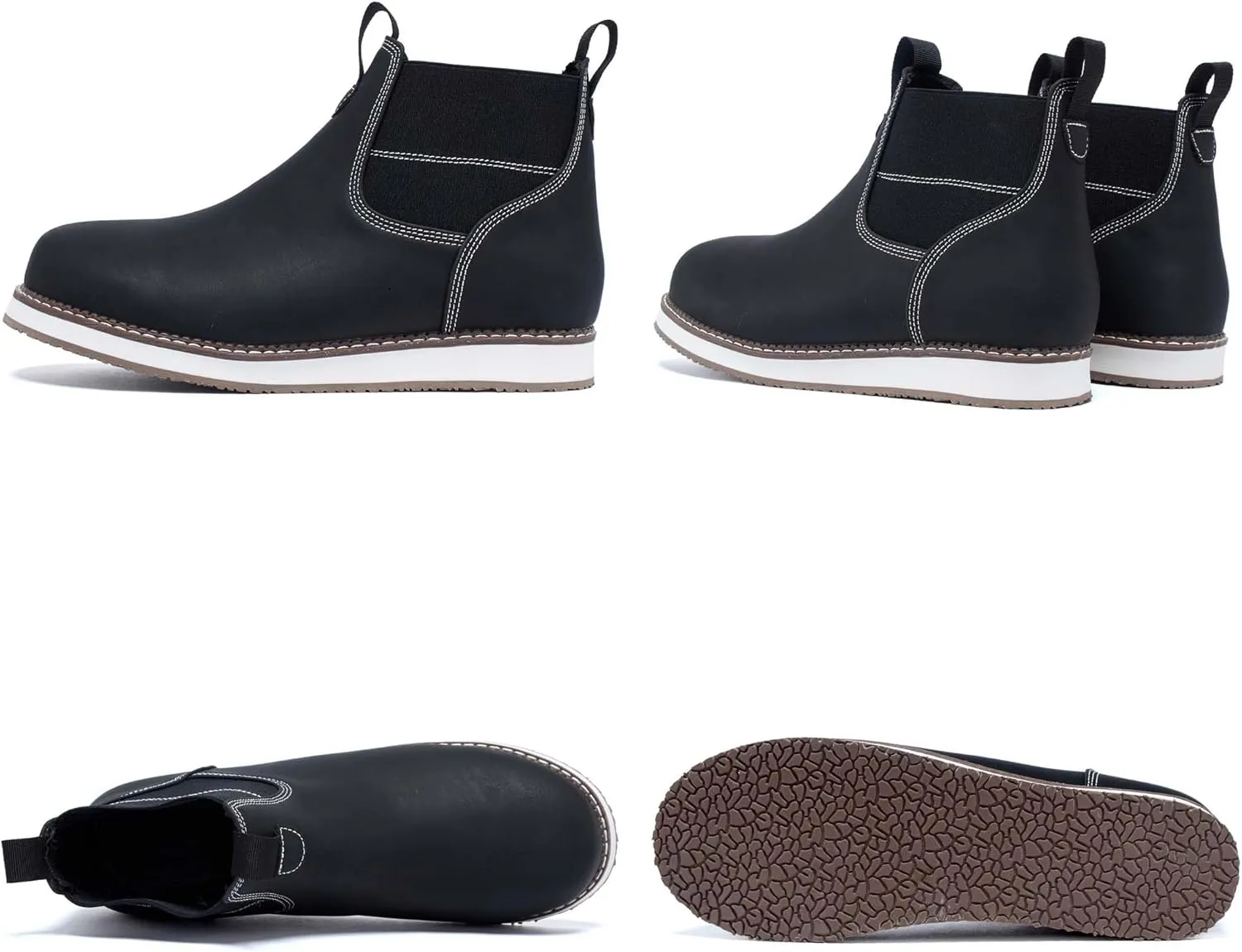 Men's Chelsea Boots Mid Top Slip On Chelsea Boots Outdoor Casual Boots Flat Street Hiking Boots