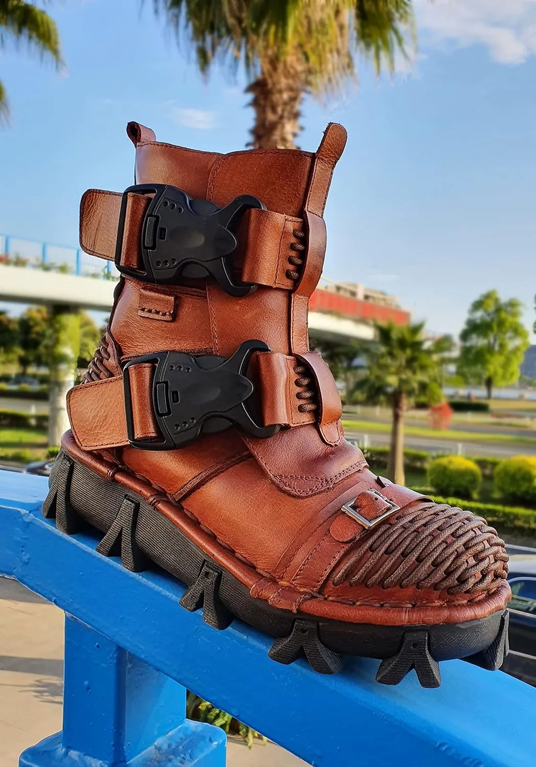 Men's Combat Motorcycle Leather Boots Soft Comfortable Ankle Boots
