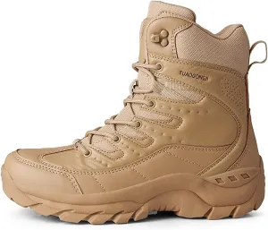 Men's Desert Tactical Boots, High-top Outdoor Durable Rubber Cushioning Outsole Tactical Shoes, for Hiking Comfort Breathable Side Zipper Military Boots