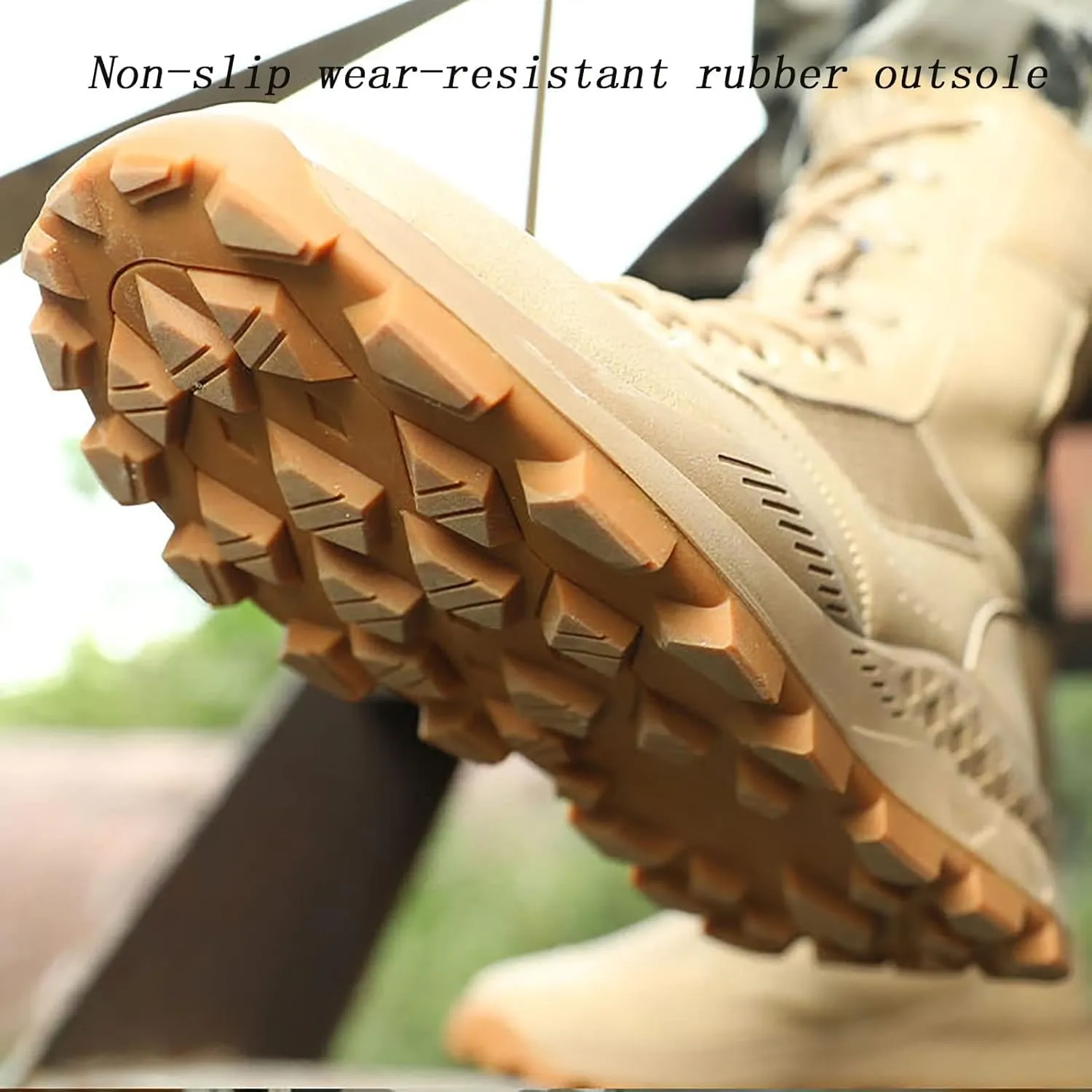 Men's High-top Breathable Desert Tactical Boots, Spring Autumn Lightweight Military Boots, Outdoor Waterproof Non-slip Rubber Sole Hiking Work Boots