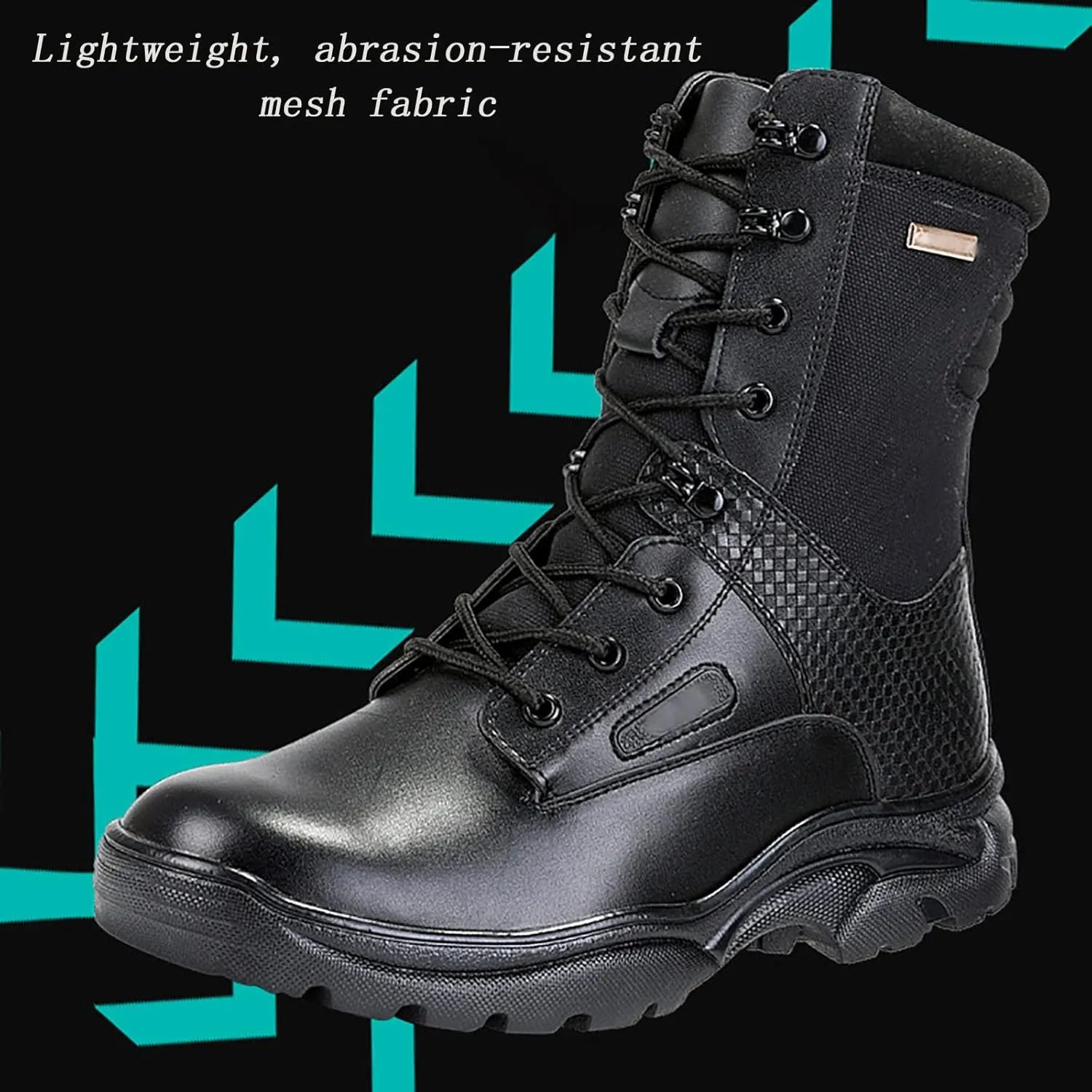 Men's High-top Desert Tactical Boots, Spring Autumn Lightweight Breathable with Zipper Outdoor Boots, Outdoor Waterproof Non-slip Hiking Work Boots