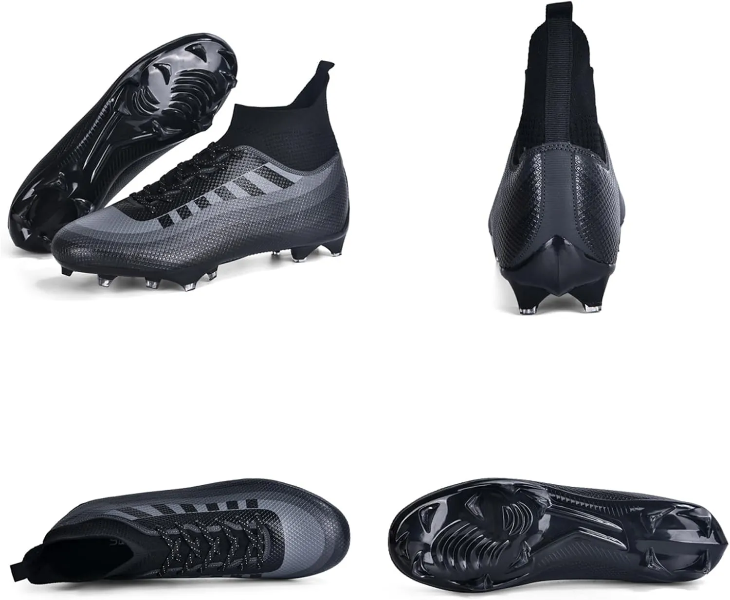 Mens High-Top Lace Up Soccer Cleats Outdoor Lightweight Training Ground Athletic Football Boots Rugby Running Lacrosse Sports Shoes
