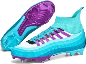 Mens High-Top Lace Up Soccer Cleats Outdoor Lightweight Training Ground Athletic Football Boots Rugby Running Lacrosse Sports Shoes
