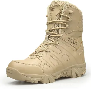 Men's High Top Tactical Boots, Comfortable Breathable Shock Absorption Durable Rubber Sole Military Boots, for Outdoor Sports Mountaineering Hiking Boots