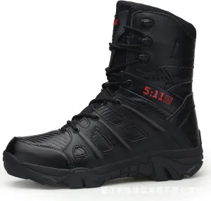 Men's High Top Tactical Boots, Comfortable Breathable Shock Absorption Durable Rubber Sole Military Boots, for Outdoor Sports Mountaineering Hiking Boots