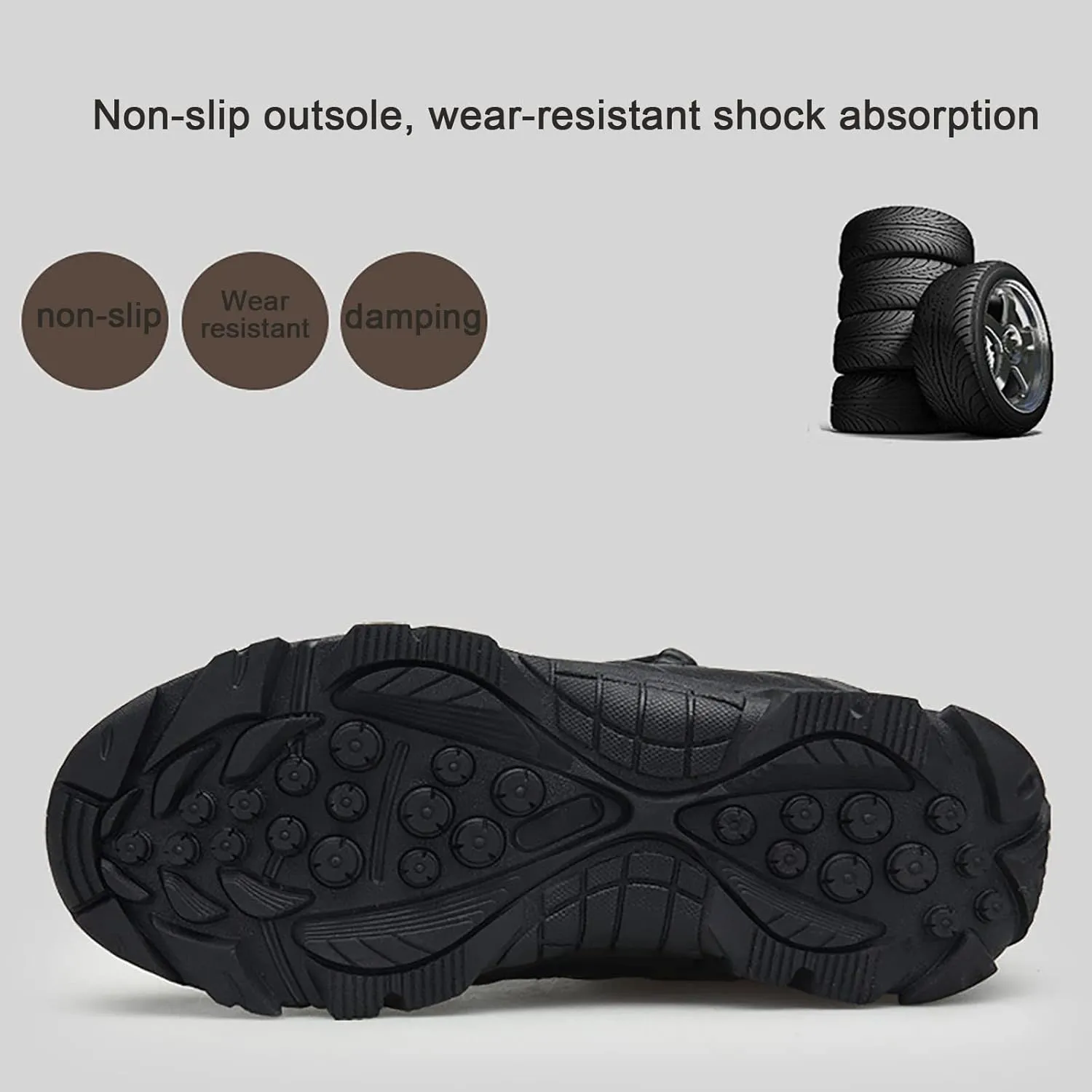 Men's High Top Tactical Boots, Comfortable Breathable Shock Absorption Durable Rubber Sole Military Boots, for Outdoor Sports Mountaineering Hiking Boots