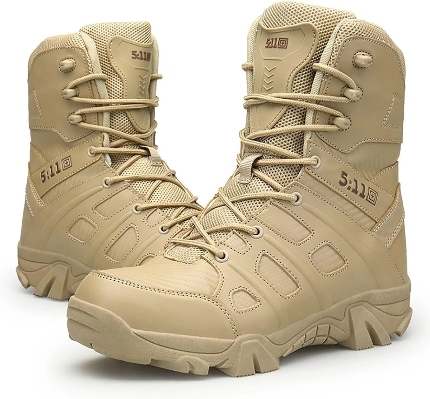 Men's High Top Tactical Boots, Comfortable Breathable Shock Absorption Durable Rubber Sole Military Boots, for Outdoor Sports Mountaineering Hiking Boots