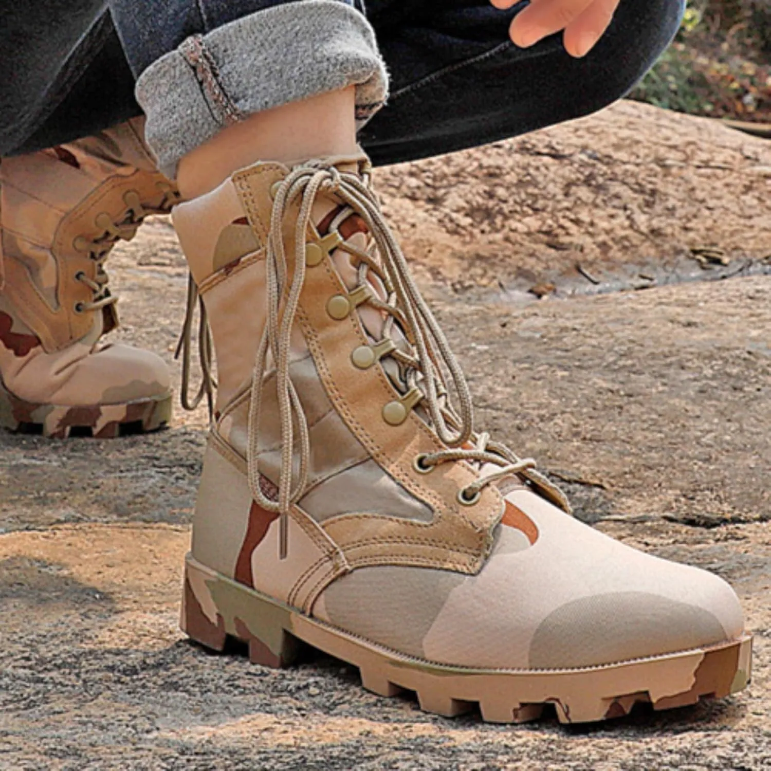 Mens Hiking Work Boots Tactical Boots Waterproof Slip ResistantShoes,Outdoor Mountaineering Jungle Shoes