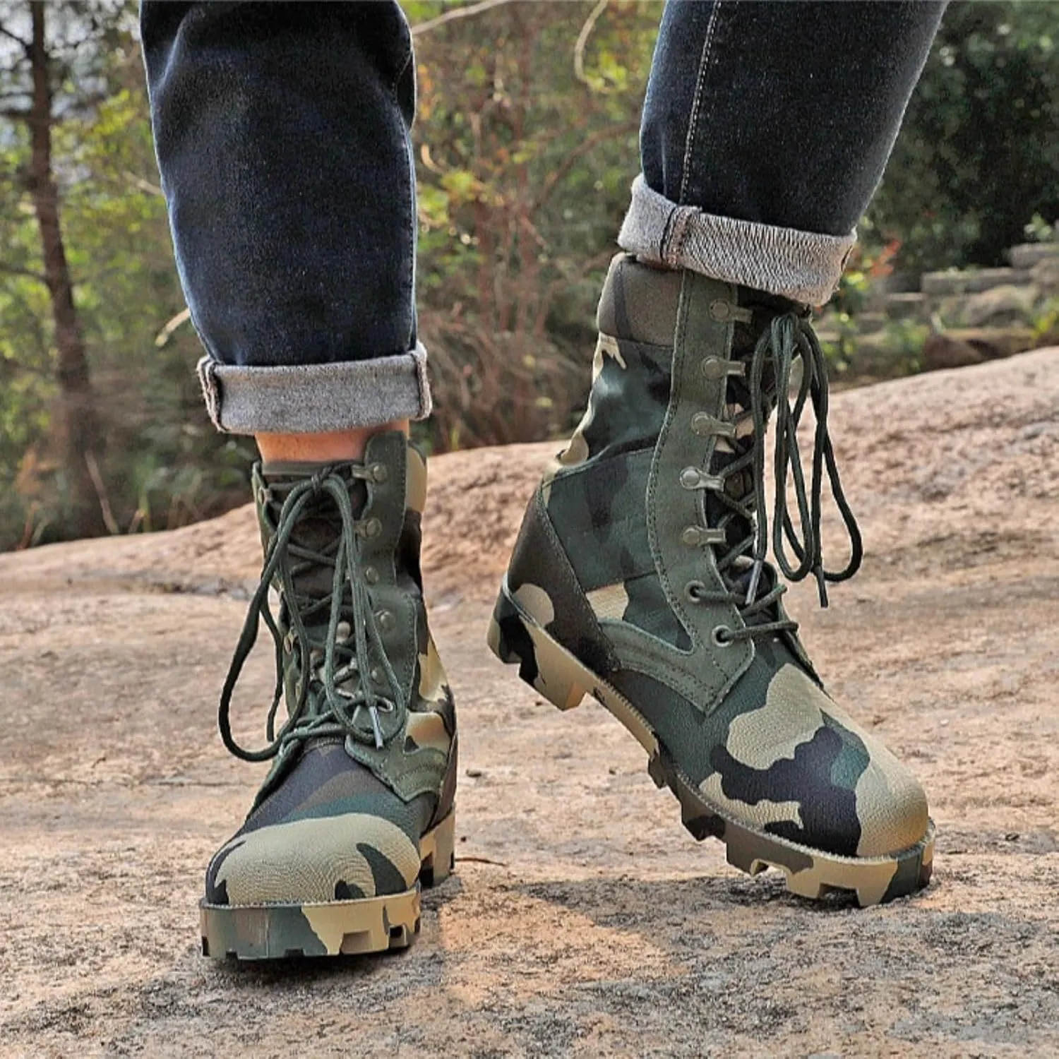 Mens Hiking Work Boots Tactical Boots Waterproof Slip ResistantShoes,Outdoor Mountaineering Jungle Shoes
