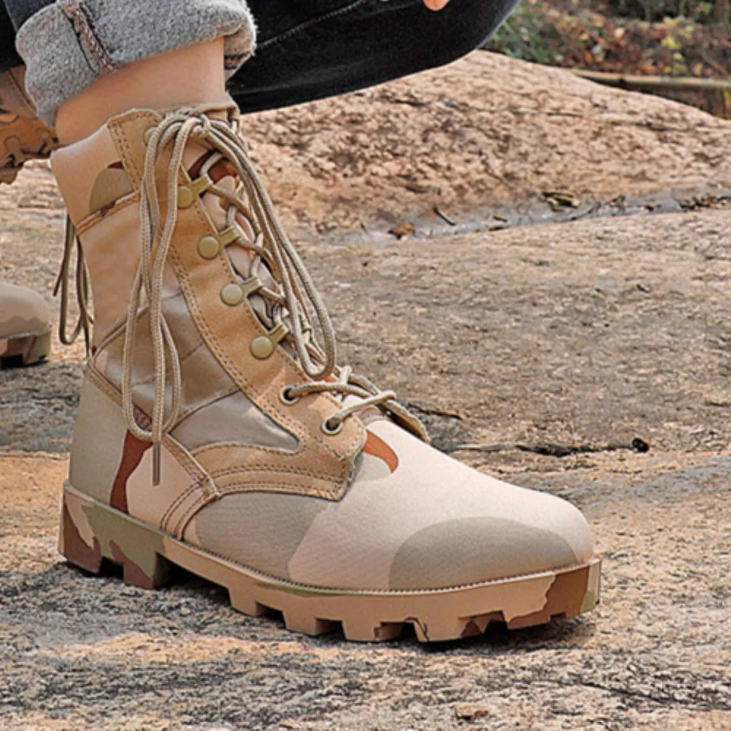 Mens Hiking Work Boots Tactical Boots Waterproof Slip ResistantShoes,Outdoor Mountaineering Jungle Shoes