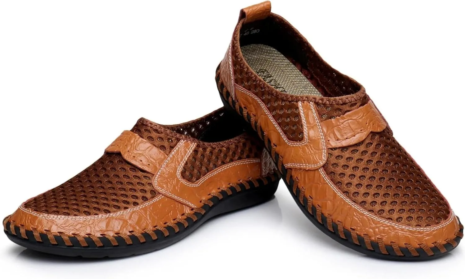 Men's Mesh Breathable Walking Loafers Outdoor Lightweight Slip-on Mesh Casual Shoes Panelled Honeycomb Hiking Shoes