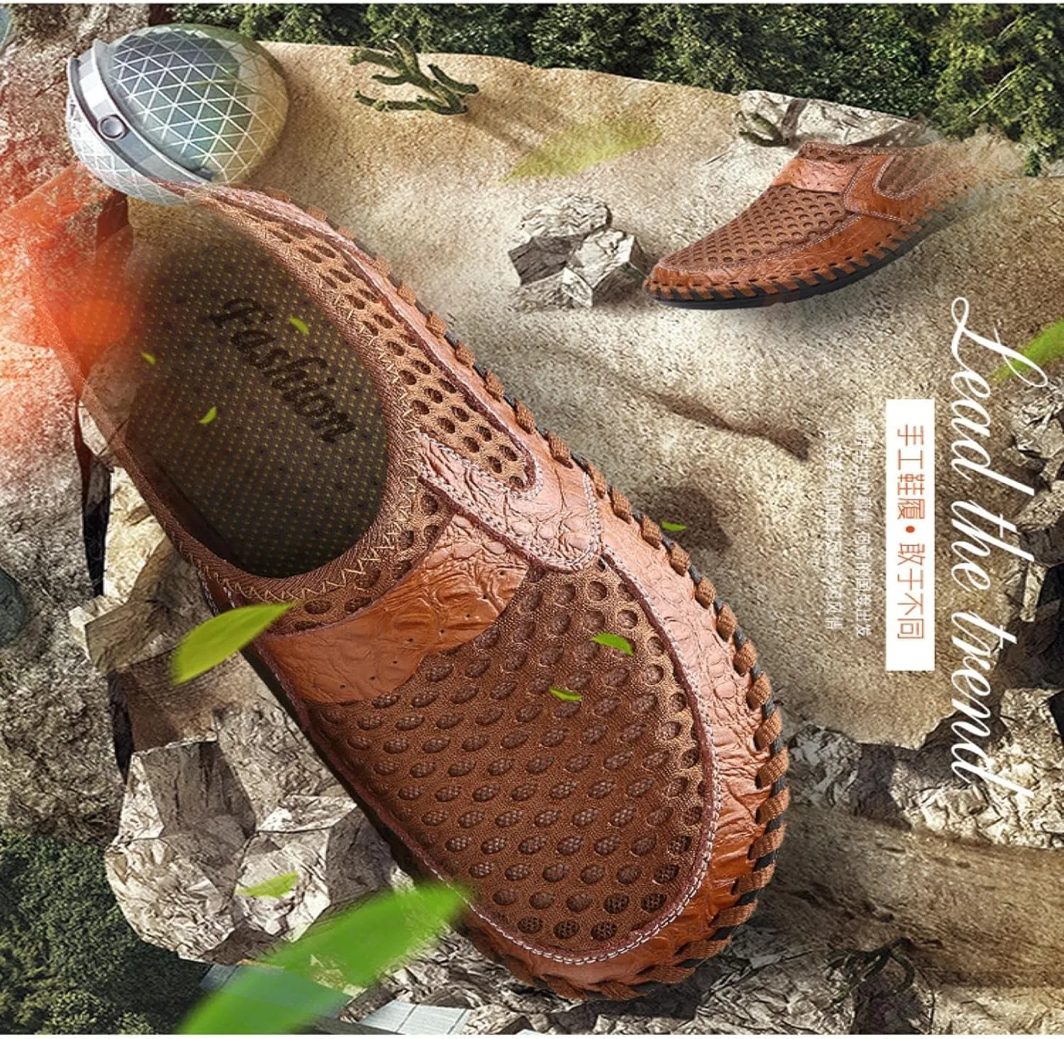 Men's Mesh Breathable Walking Loafers Outdoor Lightweight Slip-on Mesh Casual Shoes Panelled Honeycomb Hiking Shoes