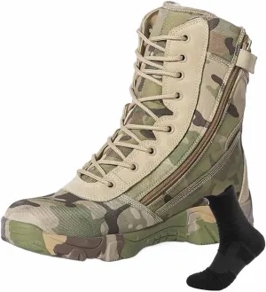 Men's Military & Tactical Boots, Tactical Combat Military Durable Work Utility Outdoor Assault Boots Men's Waterproof Hiking Boots Breathable Desert Boots