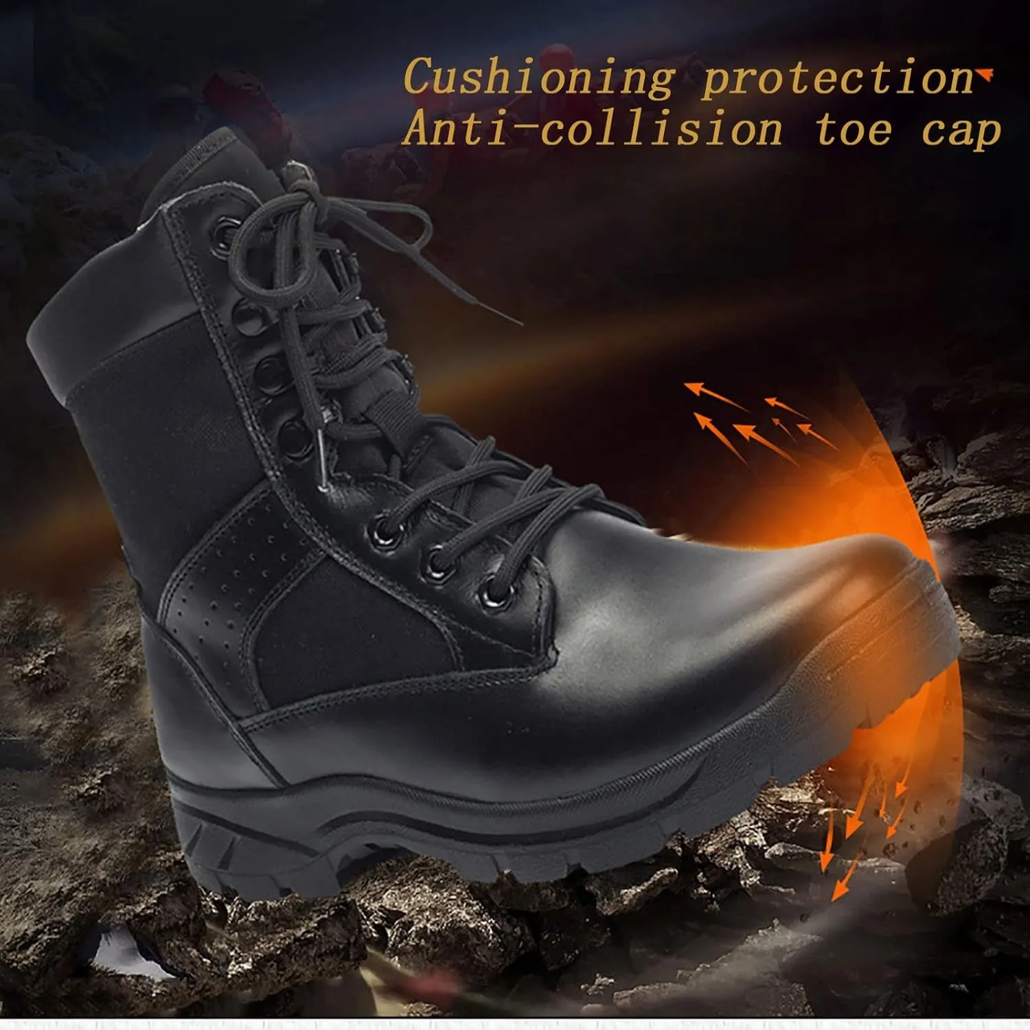 Men's Military and Tactical Boots for Men, Comfort Durable Rubber Sole Military Desert Boots, Outdoor Lightweight Lace-up Waterproof Breathable Hiking Shoes