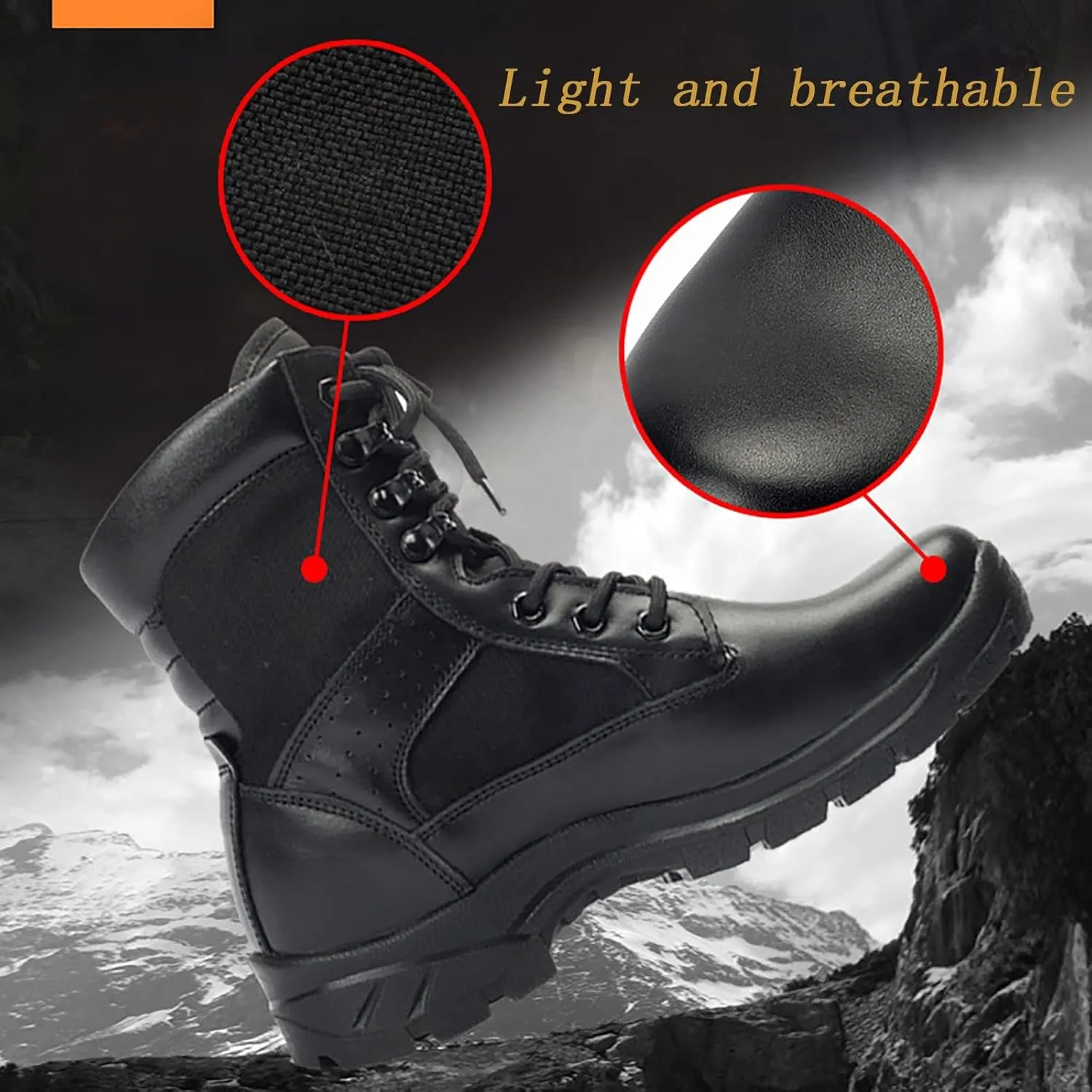 Men's Military and Tactical Boots for Men, Comfort Durable Rubber Sole Military Desert Boots, Outdoor Lightweight Lace-up Waterproof Breathable Hiking Shoes