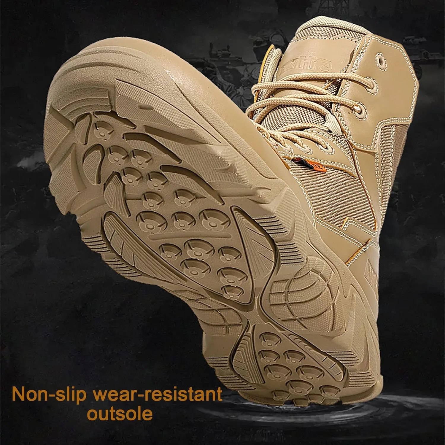 Men's military and Tactical Boots for men, Durable Rubber Sole Military Work and Desert Boots,Outdoor Lace-Up Sports Lightweight Breathable Hiking Shoes