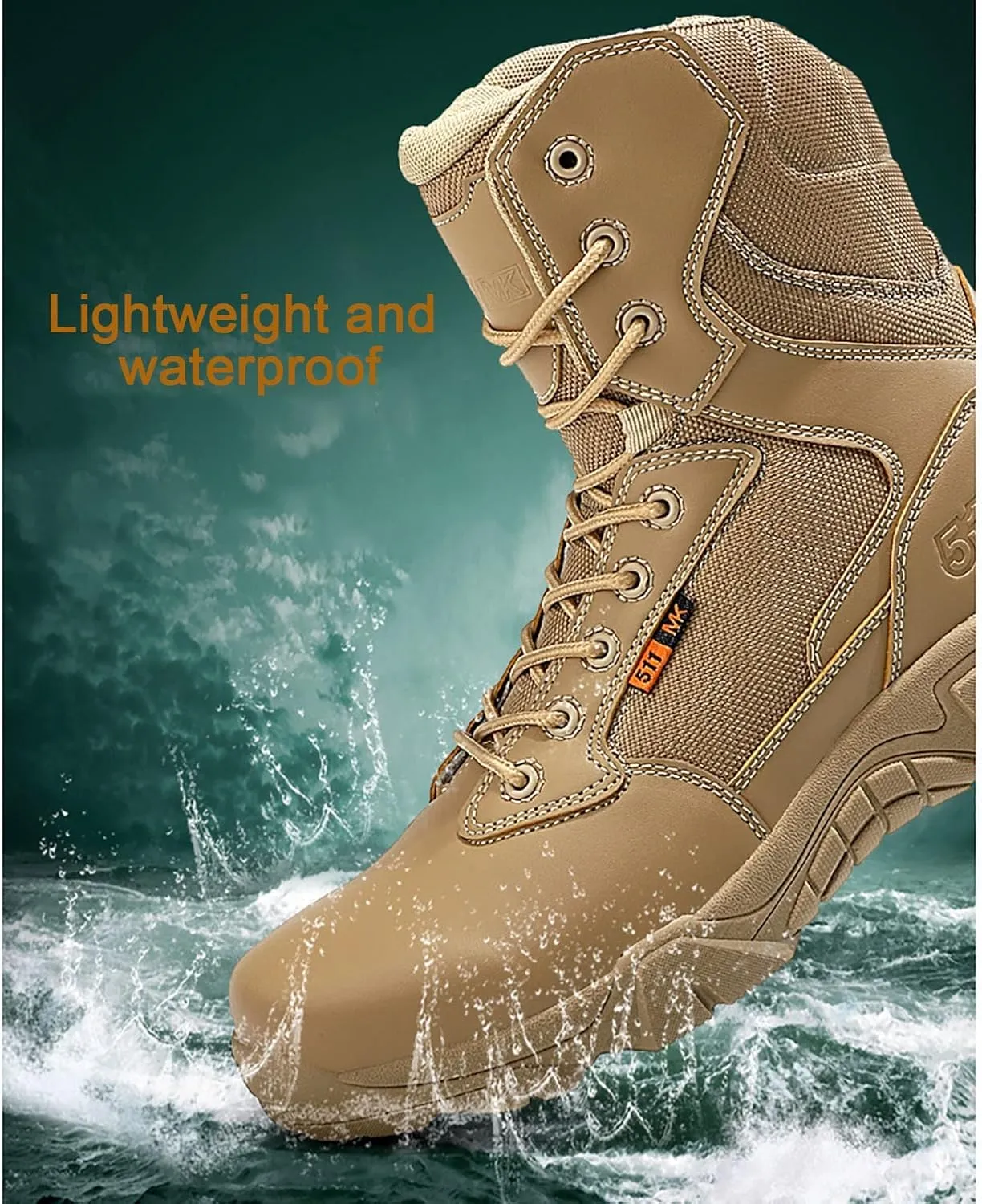 Men's military and Tactical Boots for men, Durable Rubber Sole Military Work and Desert Boots,Outdoor Lace-Up Sports Lightweight Breathable Hiking Shoes