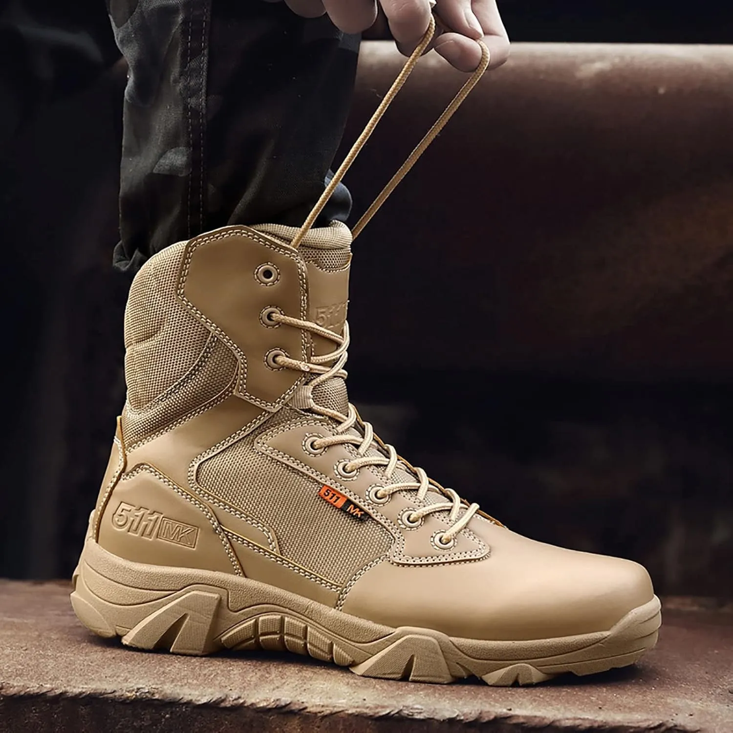 Men's military and Tactical Boots for men, Durable Rubber Sole Military Work and Desert Boots,Outdoor Lace-Up Sports Lightweight Breathable Hiking Shoes