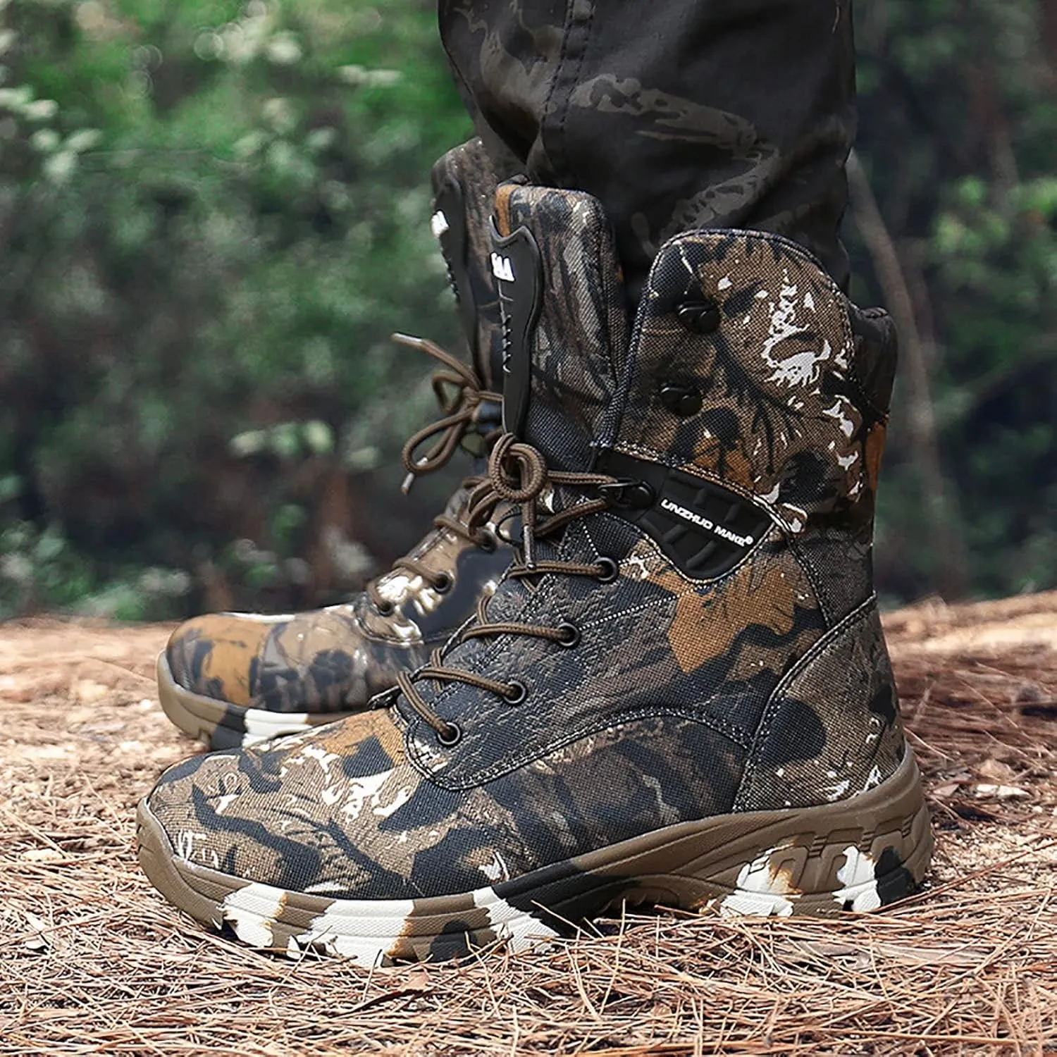 Men's Military Tactical Boots, Camouflage Comfort Durable Oxford Cloth Rubber Cushioning Outsole Desert Shoes, for Outdoor Waterproof Hiking Shoes